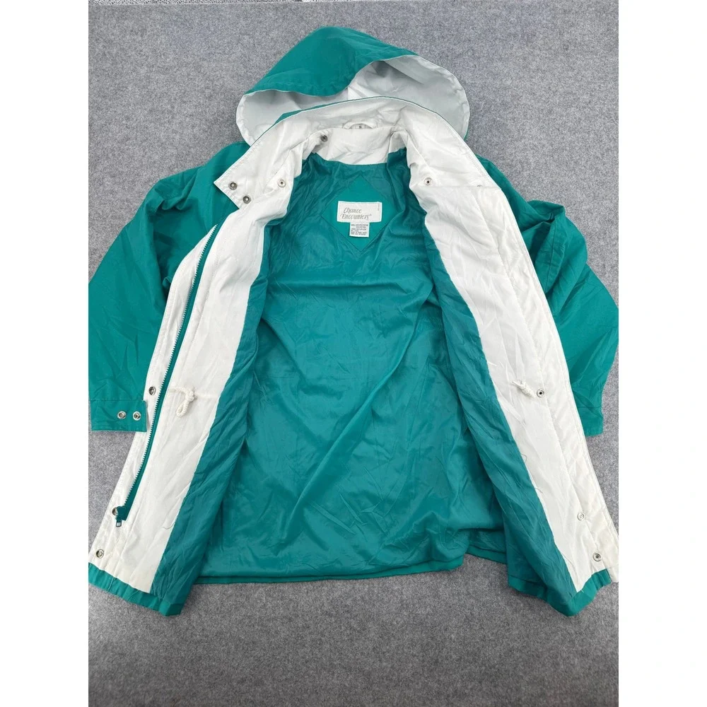 Vintage Chance Encounters Teal Green Hooded Windbreaker Jacket Mens Small‎